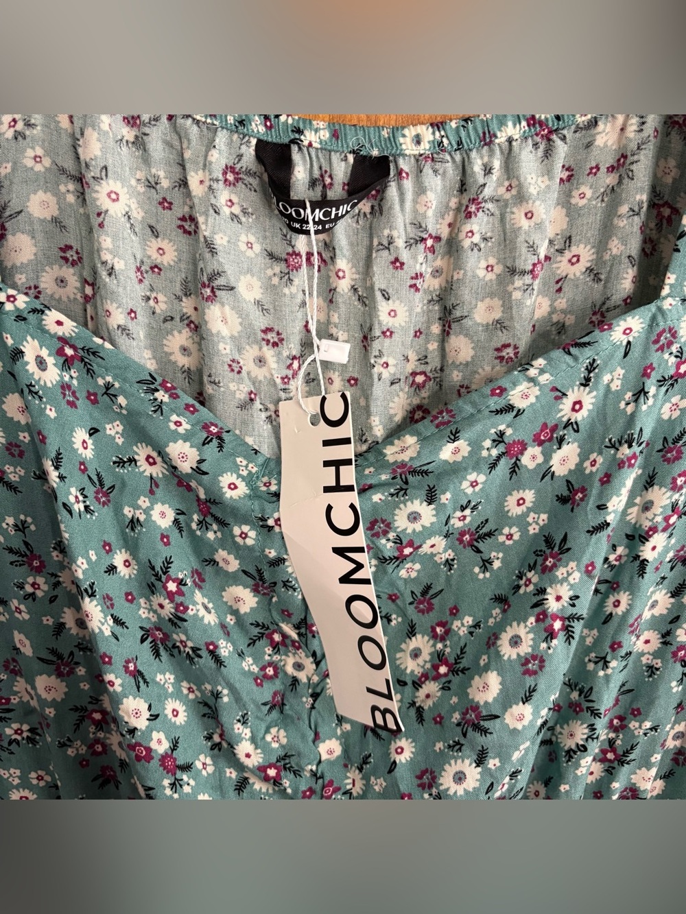 BloomChic Mint Green Ditsy Floral Sweetheart Maxi Dress NWT 18 20 Cottagecore - Picture 7 of 11
